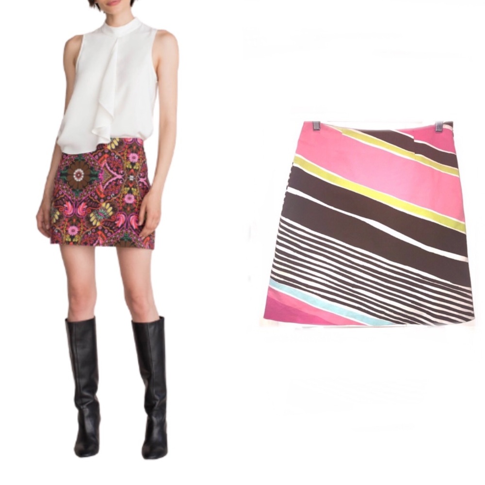 Trina Turk retro-print striped skirt, size 2